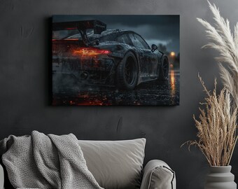 Lienzo decorativo Porsche 911 para pared. Impresión de pared Porsche 911. Regalo para fans de Porsche. Decoración de pared para coches.