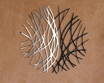 Decoración de pared metálica con diseño lineal, espejo moderno de plexiglás