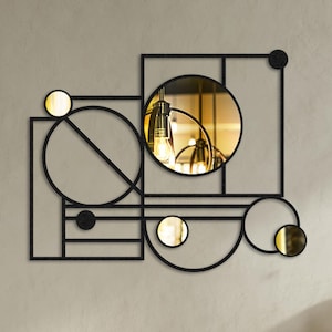 Metal and Plexiglass Modern Mirror Wall Decor with Circle, Living Room Wall Decor, Wall Mirror, Beauty Mirror, Mirror Plexiglass Wall Decor