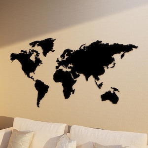 Carte du monde en métal dans toutes les couleurs, décoration d'intérieur, art mural carte du monde, cadeau pour petite amie, cadeau d'anniversaire, cadeau de pendaison de crémaillère, décoration de salon