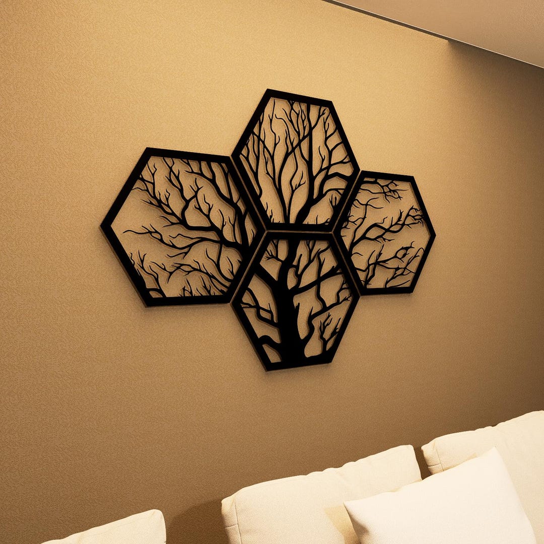 Set of 4 Metal Framed Tree Branch Wall Decor, Gift for Nature Lovers - Etsy
