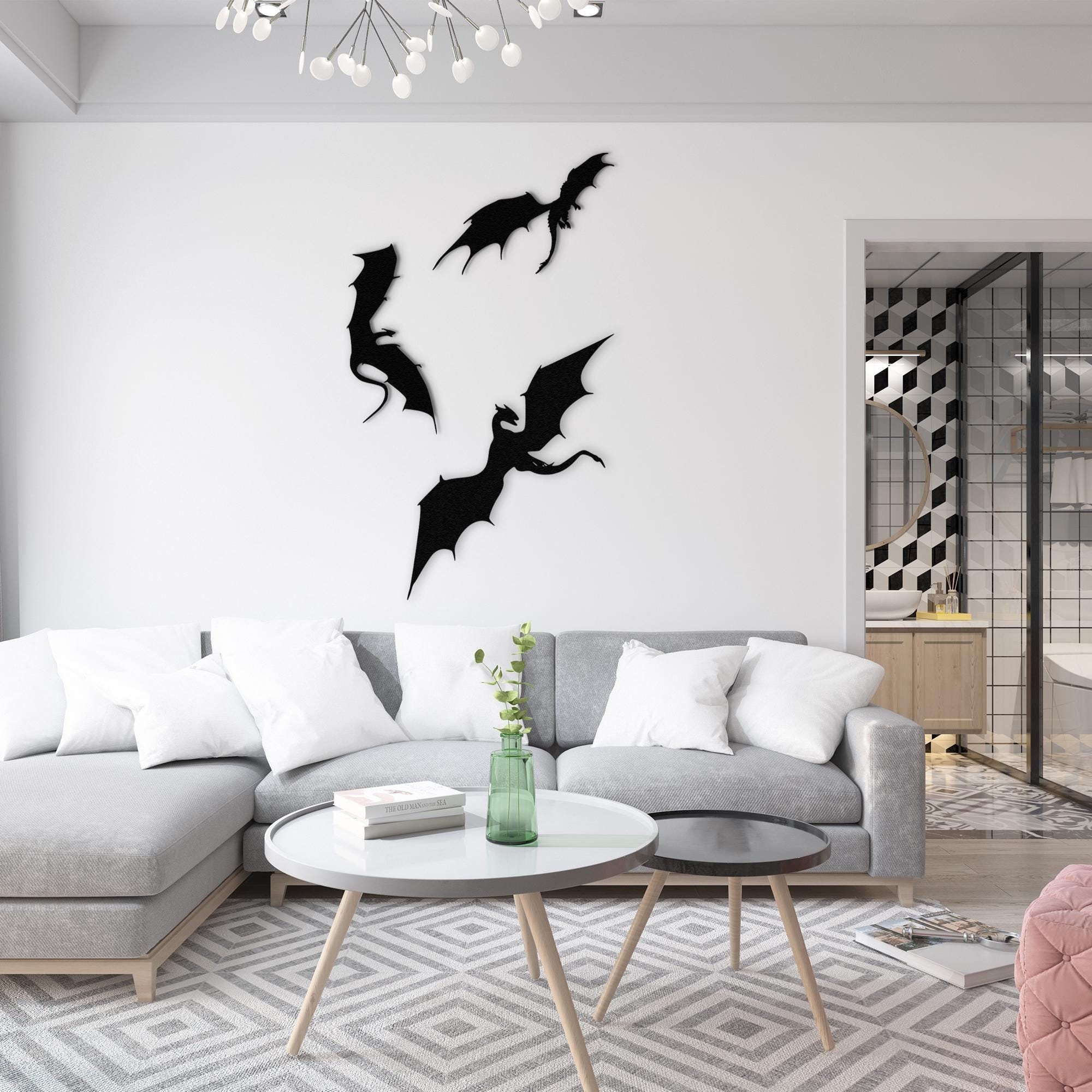 ドラゴンメタルウォールアート3点セット、伝説的なホーム