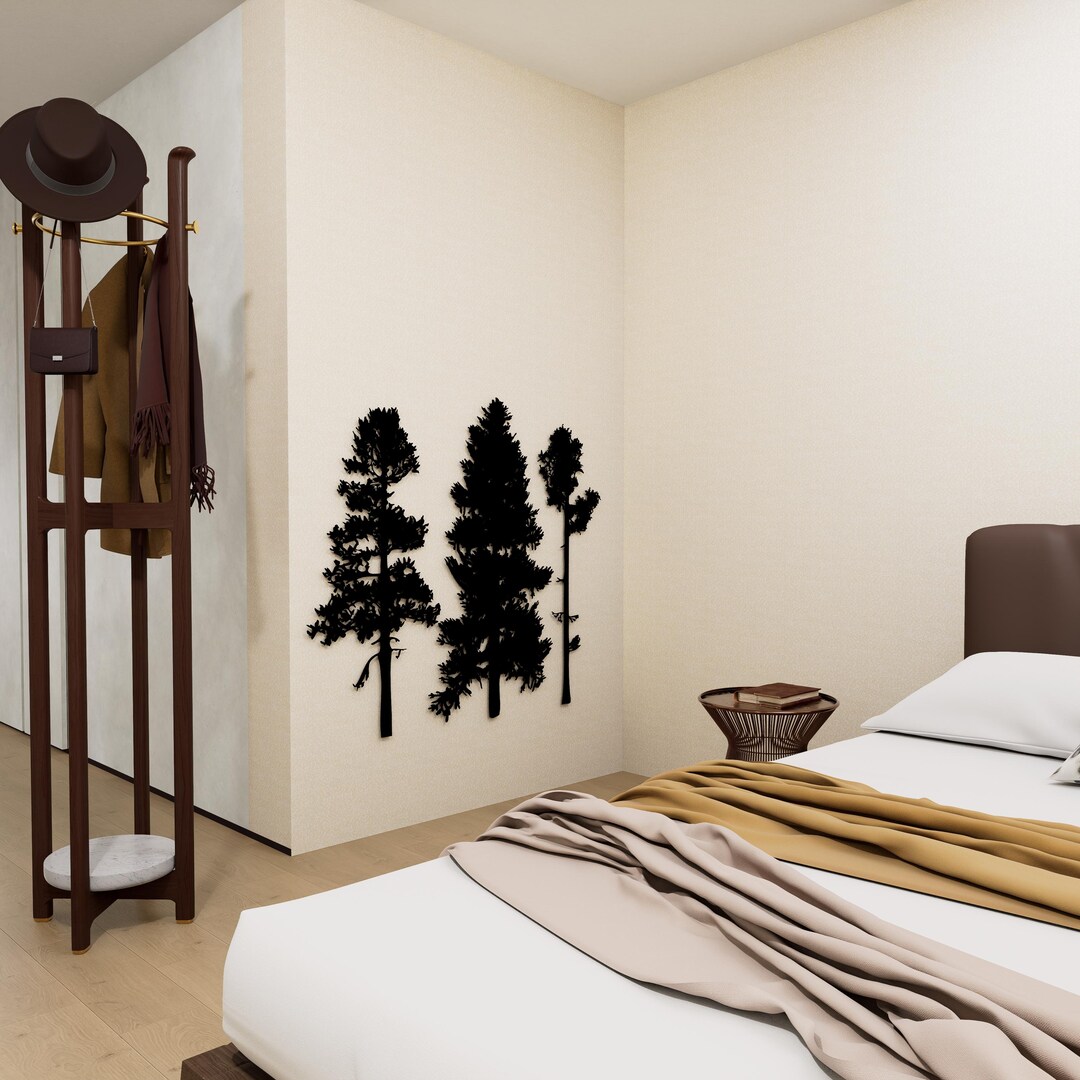 Wall Decore Tree Metal Tree Wall Art Set, Forest Wall Decor, Laser Cut Steel Trees ...