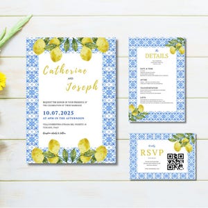 Bundle de modèles modifiables de faire-part de mariage, mariage italien, cartes RSVP, ensemble de détails imprimables, téléchargement immédiat