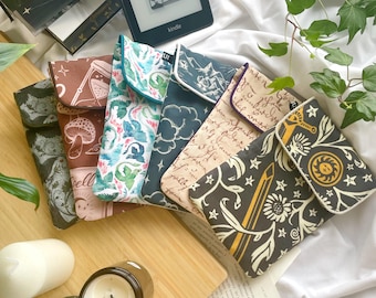 Double-sided padded sleeve for Kindle e-readers with fantasy and embroidery design - fits Kindles and other e-readers up to 7.5 inches - perfect for bookstagram