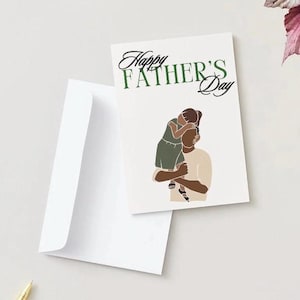 Herzliche Vatertagskarte von Tochter - Schwarzer Vater & Tochter Karte mit emotionaler Botschaft - Afroamerikanische Vatertagskarte zum ausdrucken