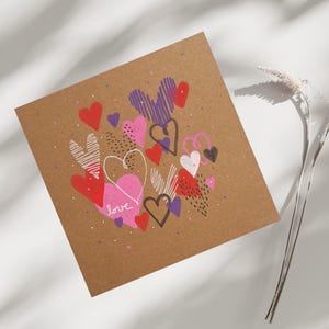 Carte de vœux personnalisable réalisée à la main, technique mixte. Unique et originale. Anniversaire, fête, St Valentin. Avec enveloppe.