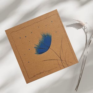 Carte de vœux personnalisable réalisée à la main, technique mixte. Unique et originale. Art.  Anniversaire, fête. Avec enveloppe.