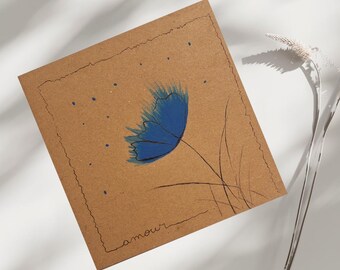 Carte de vœux personnalisable réalisée à la main, technique mixte. Unique et originale. Art.  Anniversaire, fête. Avec enveloppe.
