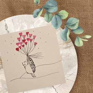 Carte de vœux personnalisable réalisée à la main, technique mixte. Unique et originale. Anniversaire, fête, St Valentin. Avec enveloppe.