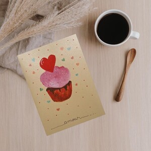 Carte de vœux personnalisable réalisée à la main, technique mixte. Unique et originale. Anniversaire, fête, St Valentin. Avec enveloppe.