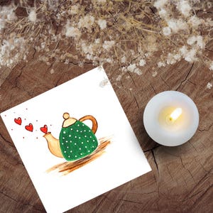 Carte de vœux personnalisable réalisée à la main, technique mixte. Unique et originale. Anniversaire, fête, St Valentin. Avec enveloppe.