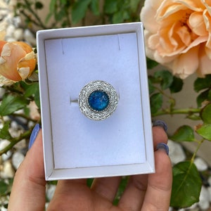 Ancient Roman Glass Ring, Unique Round Sterling Silver Ring, Israel Jewelry, Gift for women, Minimalist Statement Ring