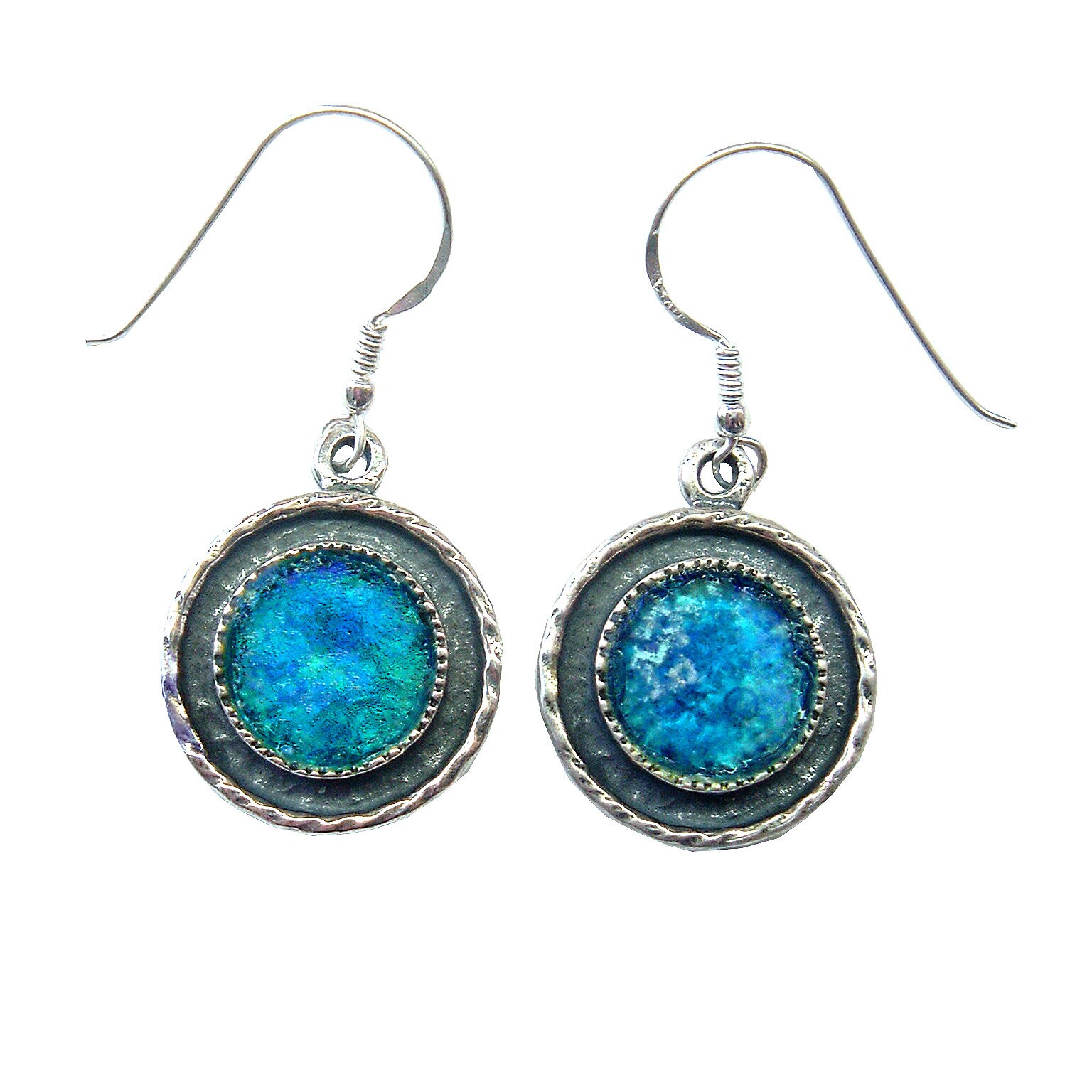 Unique Ancient Roman Glass Earrings, Round Sterling Silver Earrings, Unique Women Gift, Dangle Drop Earrings, gift for women