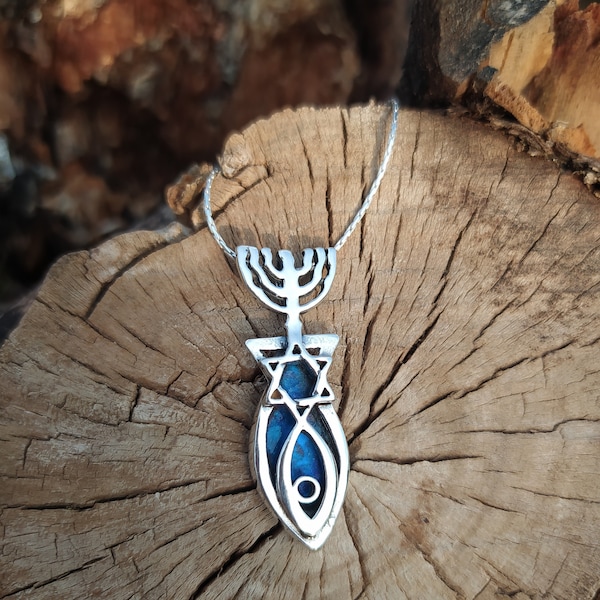 Messianic Seal Grafted In, Roman glass Grafted In, Sacred Fish Christian Necklace, Israel Jewelry, Christian Jewelry, Grafted In Pendant
