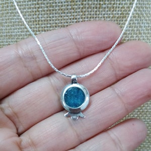 Ancient Roman Glass Pomegranate Pendant Silver Roman Glass Small Pomegranate Pendant Judaica Jewelry Made in Israel Rimmon Pendant