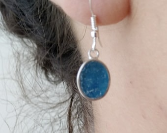 Ancient Roman Glass Small Oval Earrings, Sterling Silver Earrings, Dangle Drop Earrings, Minimalist Earrings, gift for women