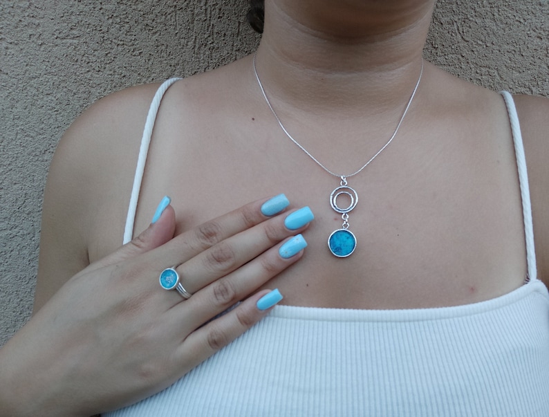 Israel Jewelry Unique Sterling Silver Ring Small Round Roman Glass Rings Round Roman Glass Ring Women Ring Delicate Ring
