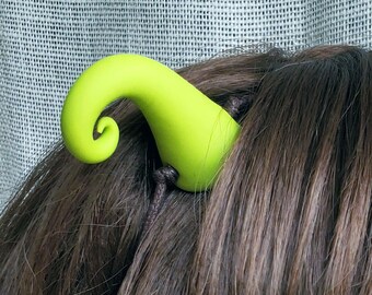 Wasabi Green Downward Curly Devil Horns Costume Accessory