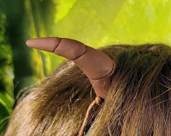 Brown Segmented Backwards Small Devil Horns Costume Accessory