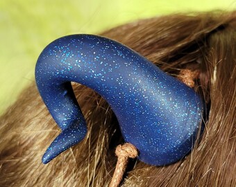 Navy Blue Glitter Twisted Devil Horns Costume Accessory