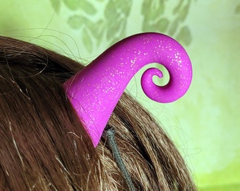 Violet Glitter Downward Curly Devil Horns Costume Accessory
