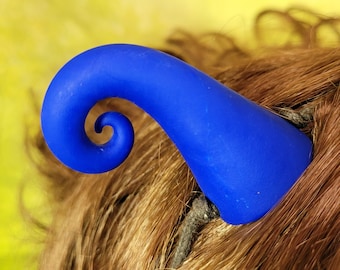 Cobalt Blue Downward Curly Devil Horns Costume Accessory