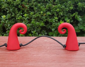 Red Glitter Curly Devil Horns Costume Accessory