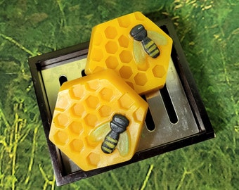 Set of 2 Honeycomb and Honeybee Soaps - SHIPPING INCLUDED