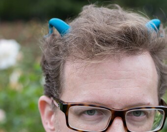 Peacock Pearl Teal Twisted Devil Horns Costume Accessory