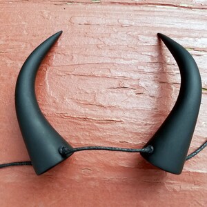 Larger Back-facing Matte Black Devil Horns Costume Accessory image 2