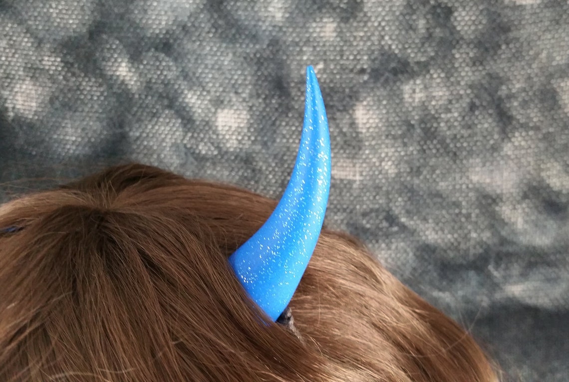 Blue Glitter Devil Horns Costume Accessory | Etsy