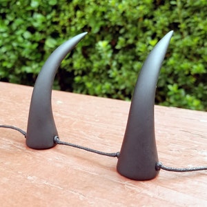 Larger Back-facing Matte Black Devil Horns Costume Accessory image 3