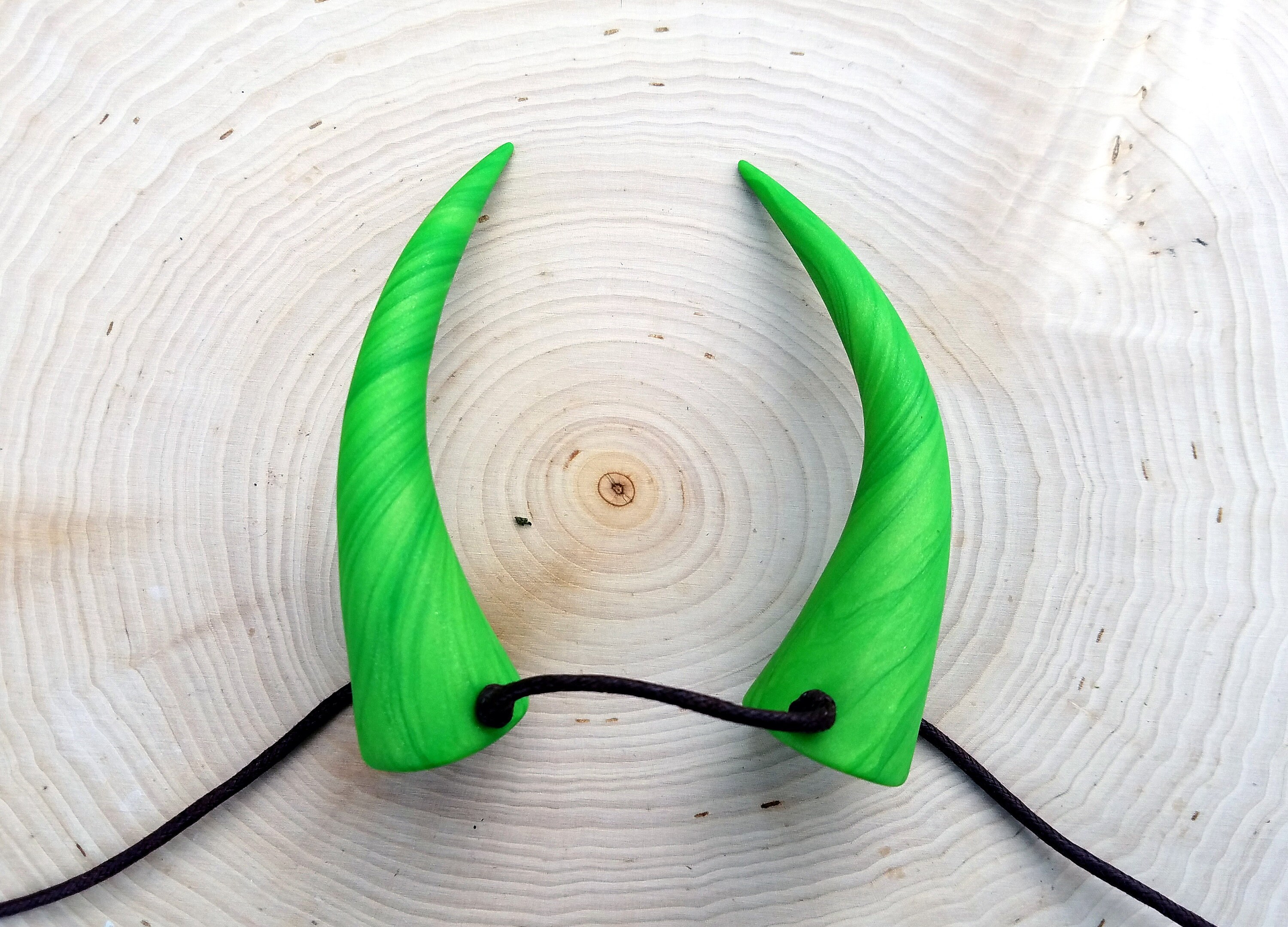 Larger Shimmering Backwards Facing Bright Green Devil Horns Etsy