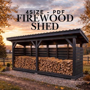 DIY Plans to Build Firewood Shed - 4 Cord Sizes