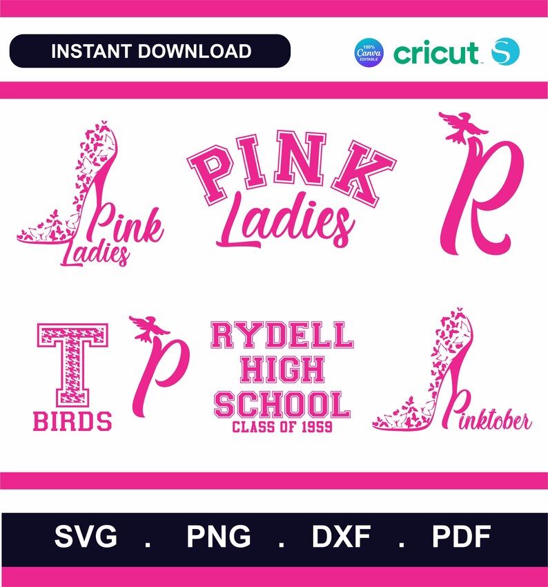 Pink Ladies SVG, Grease Shirt SVG, 50s Dance Sandy Costume, Rydell High