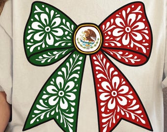 Talavera Mexican Bow PNG, Coquette bow Mexican Flag PNG, Mexican Png, Mexican Coquette Png, Mexico Sublimation Png:(Digital Download)