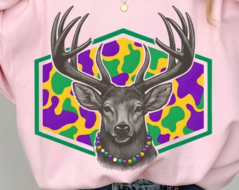 Mardi Gras Buck PNG,Deer Hunting Sublimation Art,Mardi Gras Design,Colorful Hunting Festival Clipart,Mardi Gras Deer PNG Download