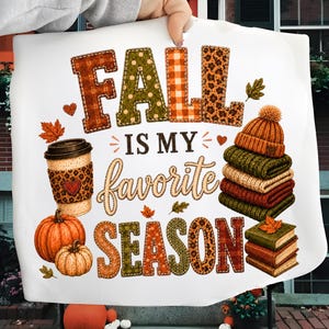 Herfst png, Herfst is mijn favoriete seizoen png, Herfst patchwork letters png, Rustiek herfstontwerp, Gezellige herfst png, Pompoen geruit herfstwoord png