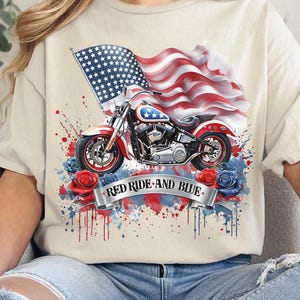 Patriotic Motorcycle PNG, 4th of July Biker Clipart, Patriotic Shirt Design, Commercial Use, Biker PNG Sublimation designs download Instant