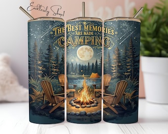 Envoltura para vaso de camping PNG de 20 oz, envoltura para vaso de camping "Best Memories", envoltura para vaso "Camping Mode", diseño de vaso "Forest Tumbler" con sublimación sin costuras.