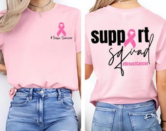 Personalized Breast Cancer Support Squad T-Shirt:Custom Awareness Gift,Breast Cancer Awareness Squad png,Tackle Cancer Png,Football Pink Out