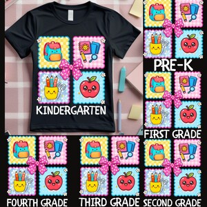 Preppy Back to School Bundle PNG,Coquette Teacher First Day of School PNG Design,Girly Checkered Sublimation,Preppy School Png,School Bundle