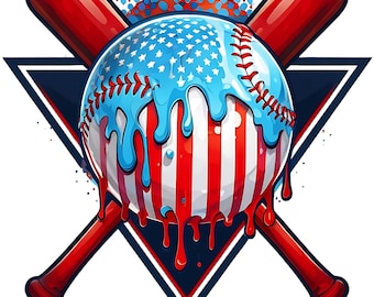 Baseball Drip Boys Ice Cream Patriotic American Flag Design 4th of July Sublimation,Drip Baseball Plate Png,Baseball Home,Ice Cream Drip Png