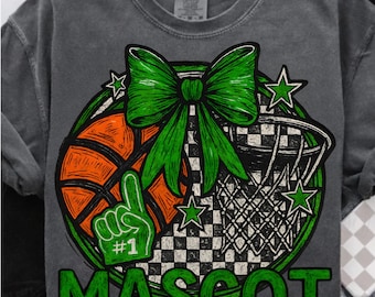 Mascota de baloncesto personalizada PNG, Baloncesto DRAGONS png, Día de partido de los Dragons, Baloncesto de día de partido, Mascota de los DRAGONS, Animadora verde con espíritu escolar