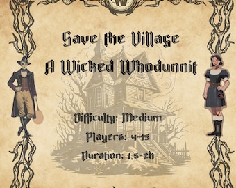 Save the Village: Witch Hunt Murder Mystery Party Game - Halloween Whodunnit for Adults, Spooky Interactive Witch-Themed Role-Playing Event