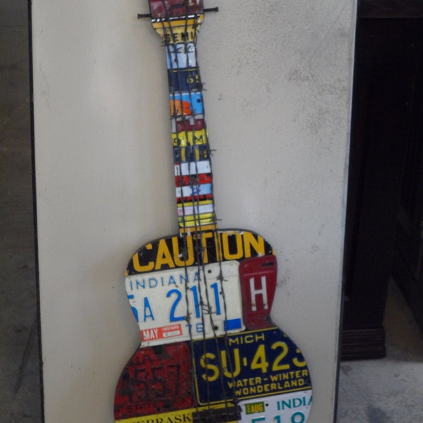 License Plate Guitar 42" Barbed Wire Strings OOAK