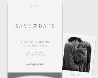 Minimalist Save the Date - Invite Template - Digital Download Only - Editable Template - Black and White Save the Date - Photo