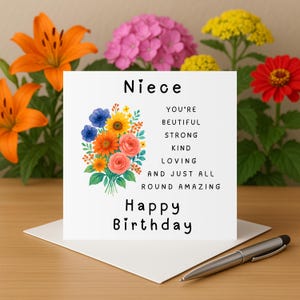 Niece birthday card happy birthday card for niece birthday card for an amazing niece on her birthday lovely niece floral card