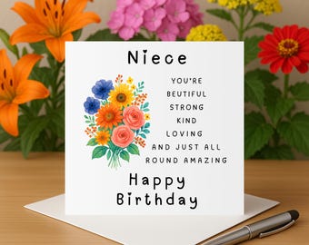 Niece birthday card happy birthday card for niece birthday card for an amazing niece on her birthday lovely niece floral card